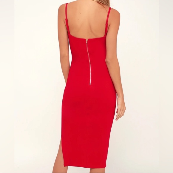 Lulus Red Midi Bodycon Dress - Picture 2 of 4